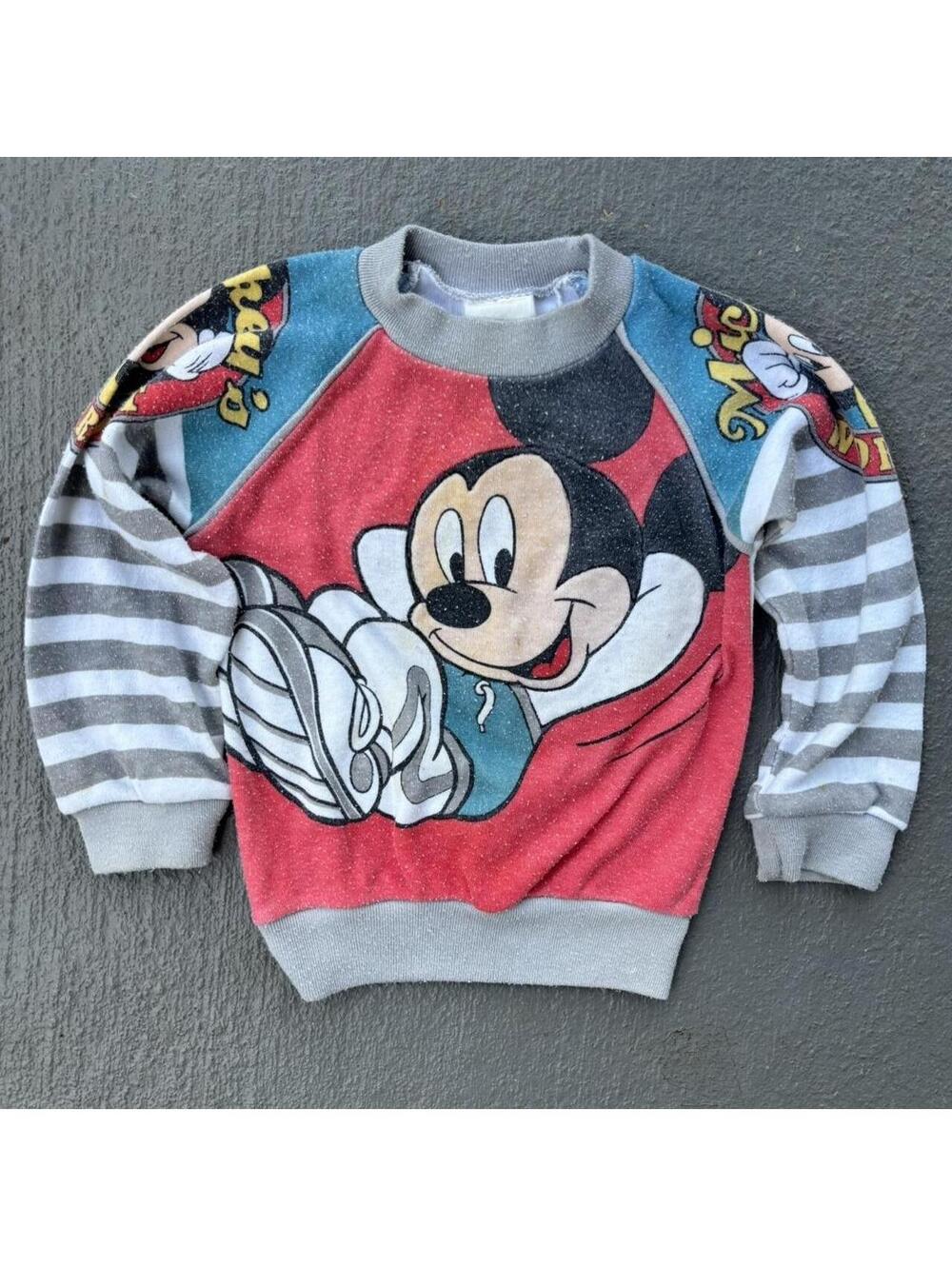 Vintage 90s Mickey Mouse workout front AOP KIDS long sleeve shirt 12-18 months